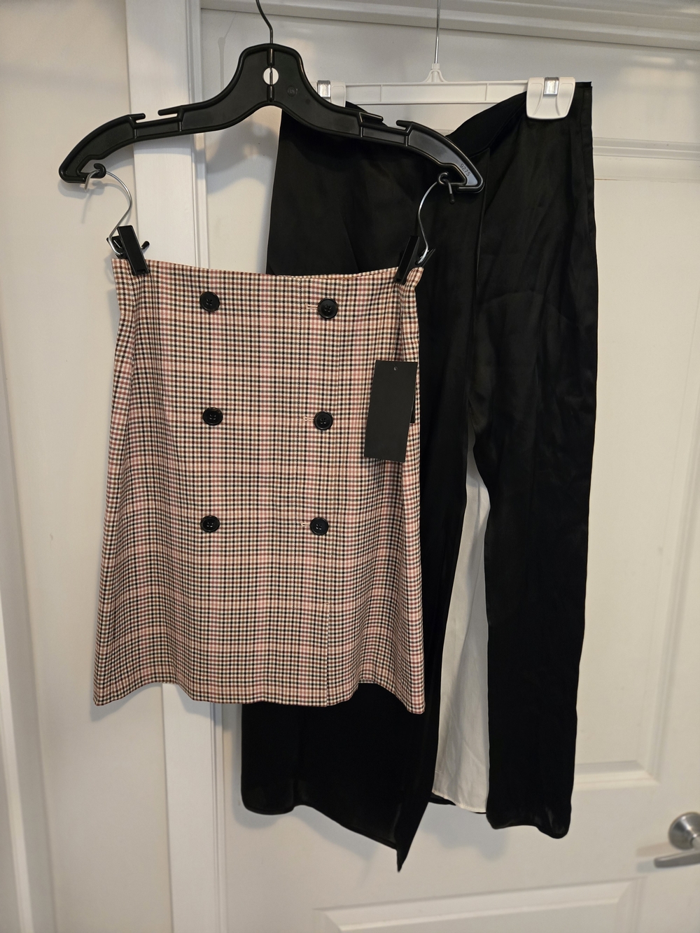 SKIRT SET OF TWO. RW&CO. MINI Pink Plaid & ZARA MIDI BLACK/WHITE